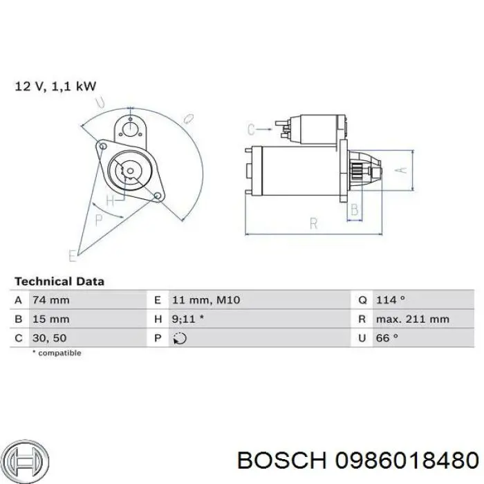 0986018480 Bosch стартер