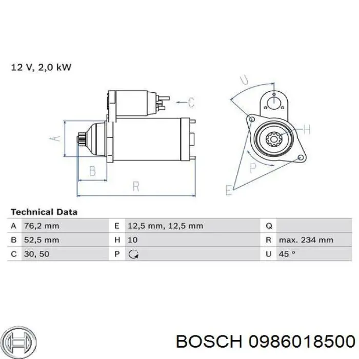 0986018500 Bosch стартер