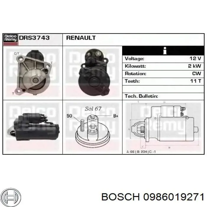 Стартер Bosch 0986019271 ціна, від 76.38 USD