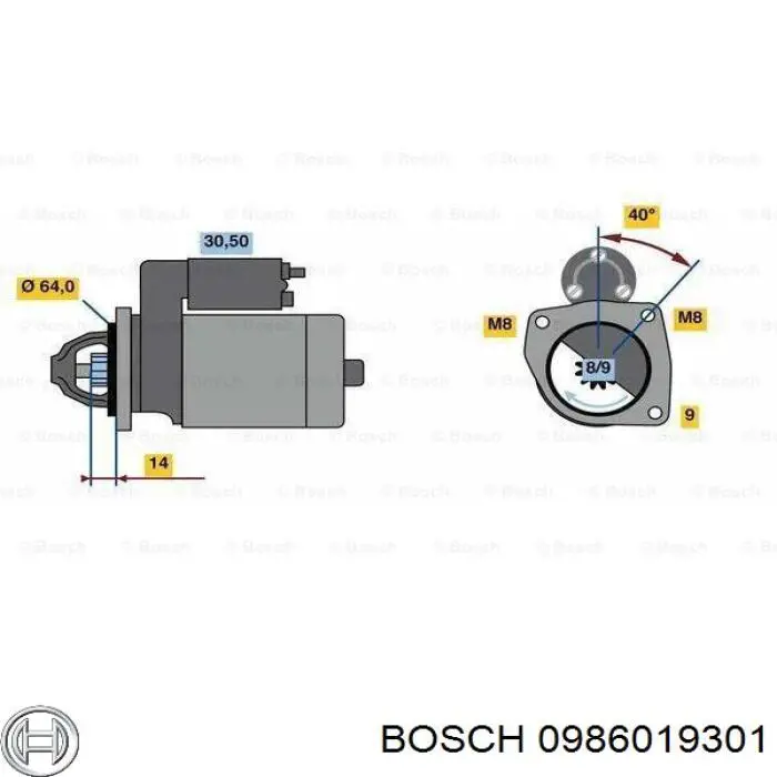 Купити 0986019301 Bosch Стартер