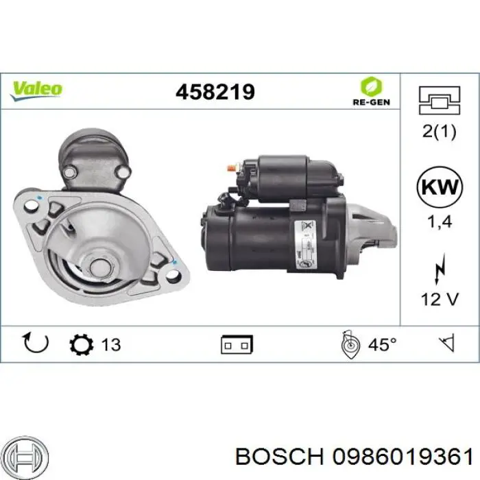 Стартер Bosch 0986019361 ціна, від 38.01 USD