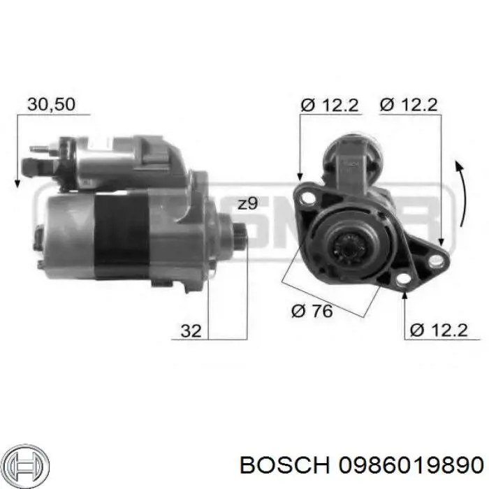 Стартер Bosch 0986019890 ціна, від 50.67 USD