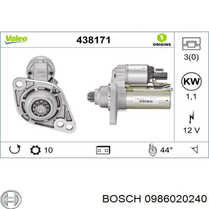 Стартер Bosch 0986020240 ціна, від 38.01 USD
