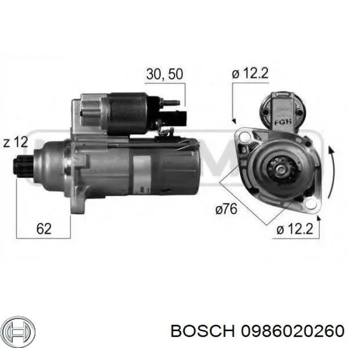 Стартер автомобільний Bosch 0986020260