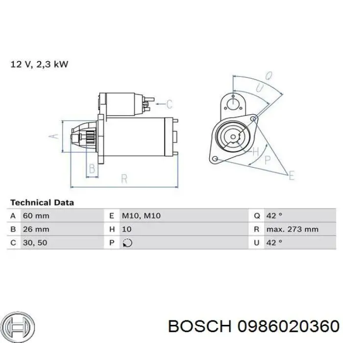 0986020360 Bosch стартер