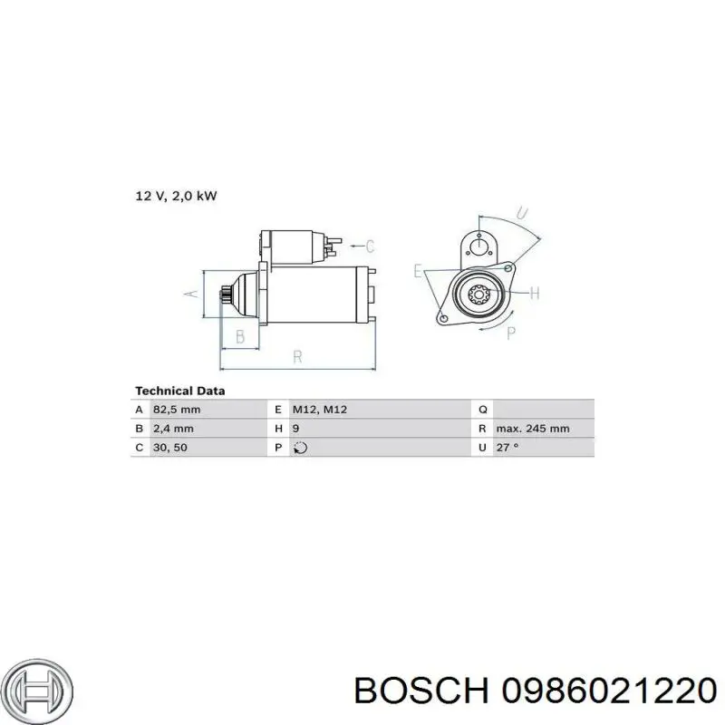 Стартер Bosch 0986021220 ціна, від 44.34 USD