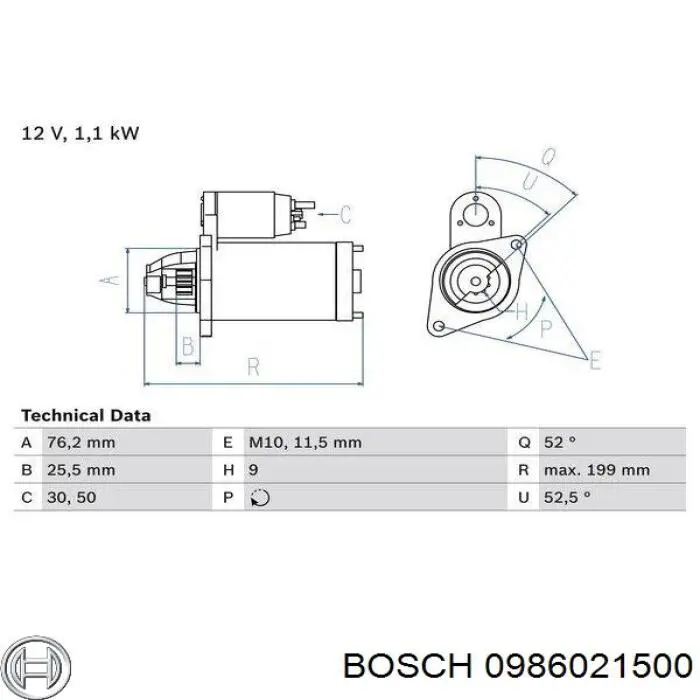 Стартер Bosch 0986021500 ціна, від 83.80 USD