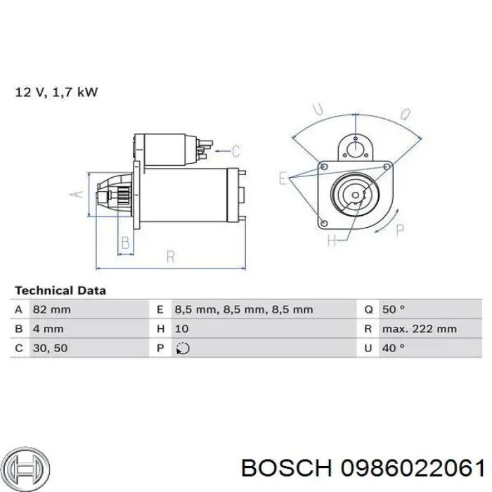 Купити 0986022061 Bosch Стартер