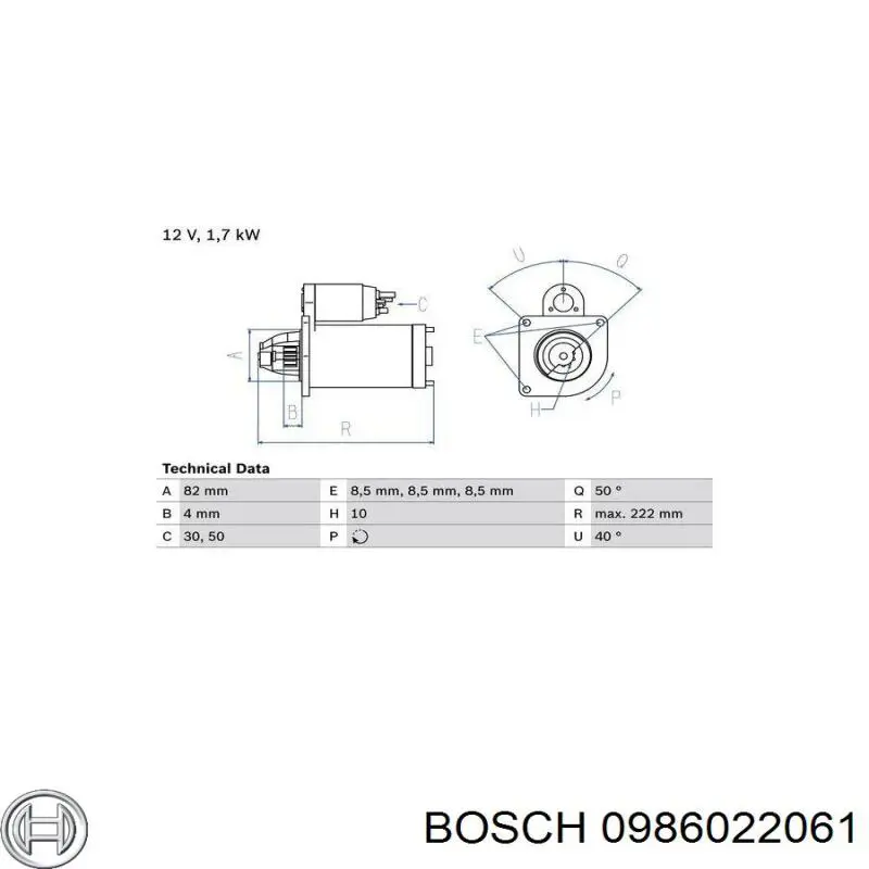 Стартер 0986022061 Bosch