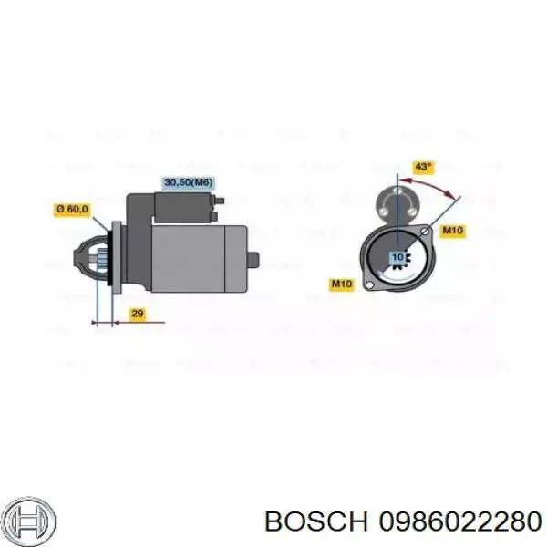 Стартер 0986022280 Bosch