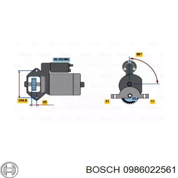 Купити 0986022561 Bosch Стартер