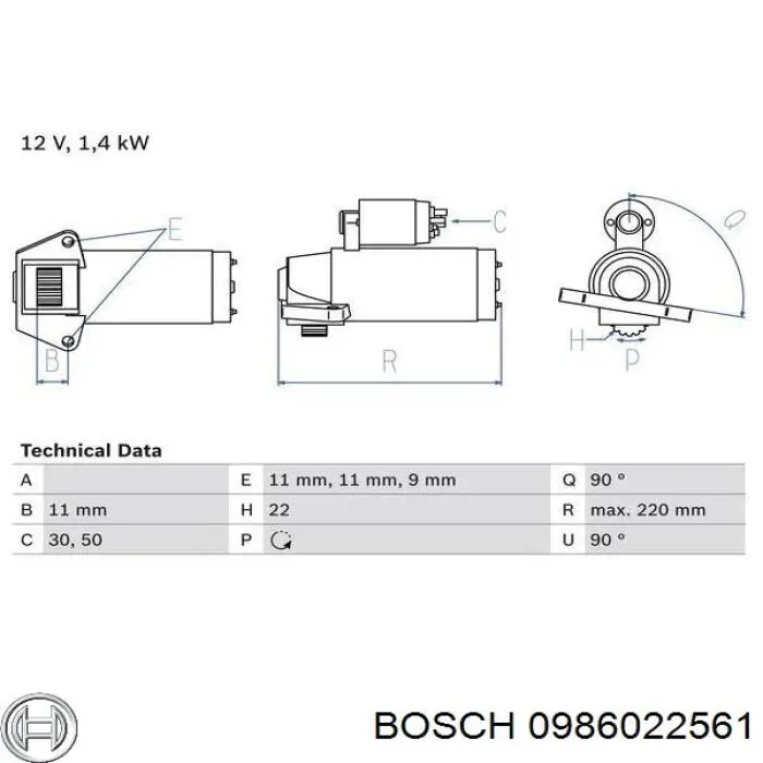 0986022561 Bosch стартер