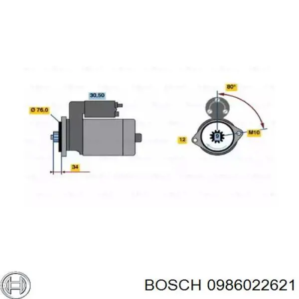 Купити 0986022621 Bosch Стартер