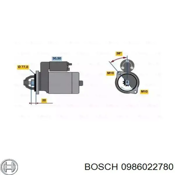Купити 0986022780 Bosch Стартер