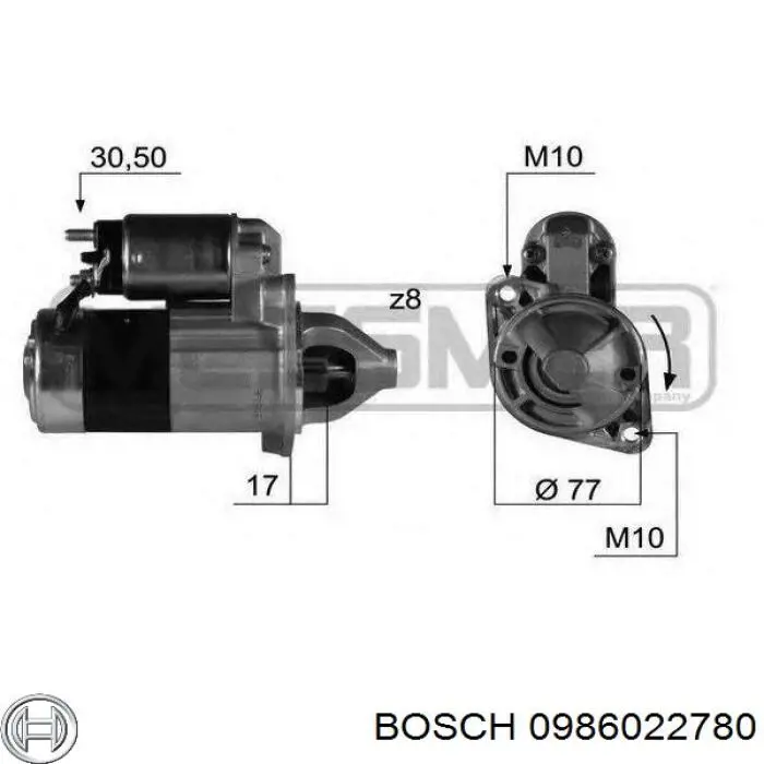 0986022780 Bosch Стартер двигуна