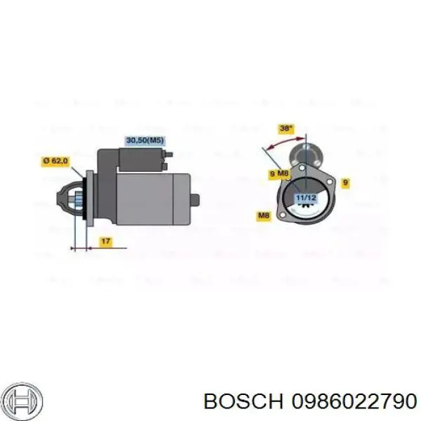0 986 022 790 Bosch Стартер
