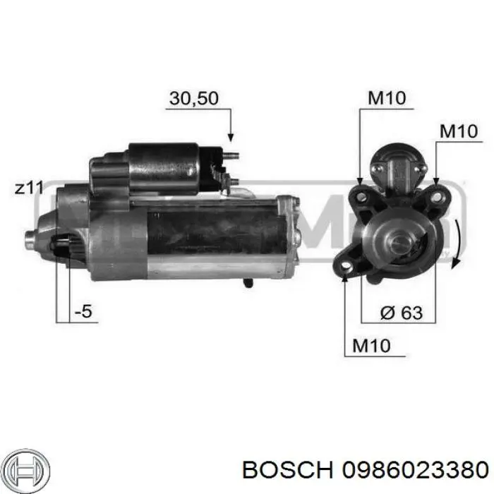 Купити 0986023380 Bosch Стартер