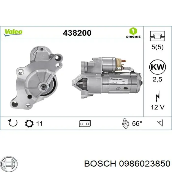 Стартер Bosch 0986023850 ціна, від 141.11 USD