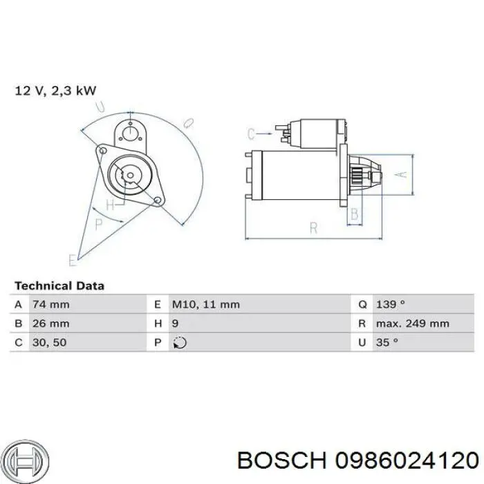 0986024120 Bosch Стартер