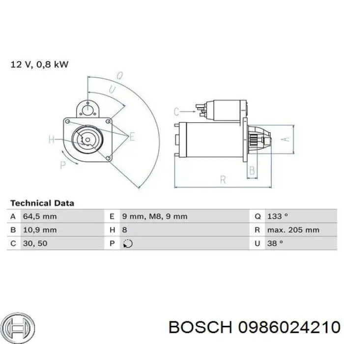 Стартер 0986024210 Bosch