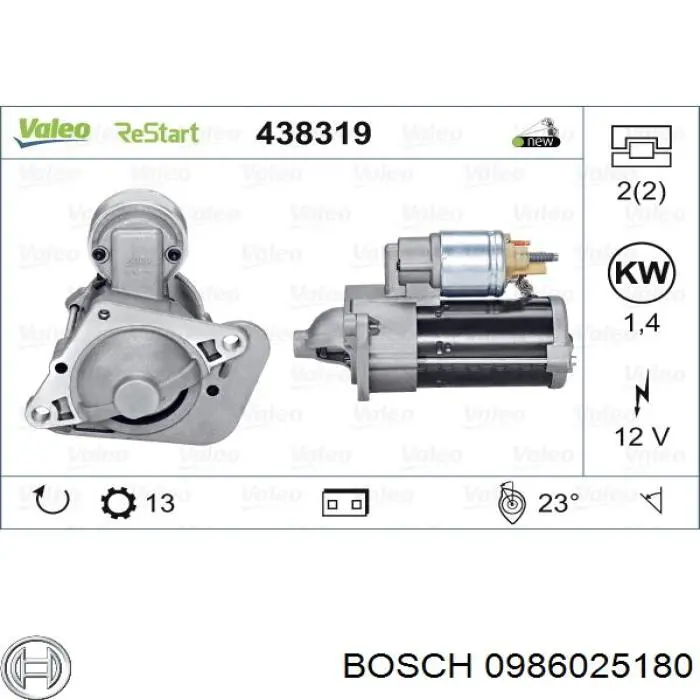 Стартер автомобільний Bosch 0986025180