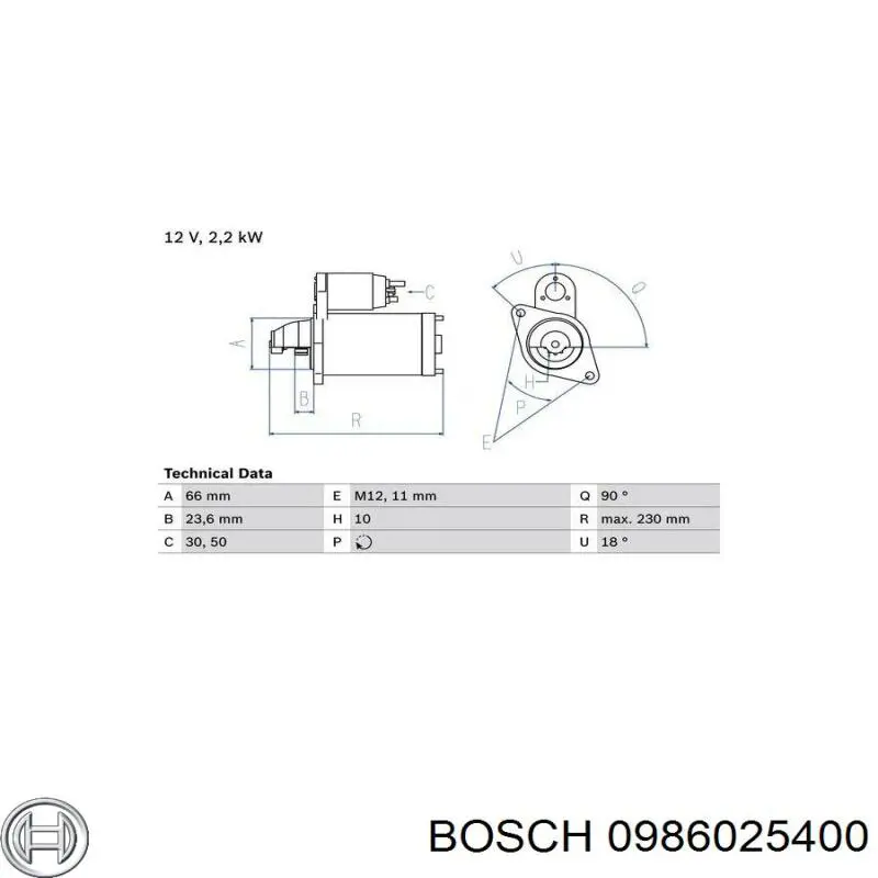 0986025400 Bosch Стартер двигуна
