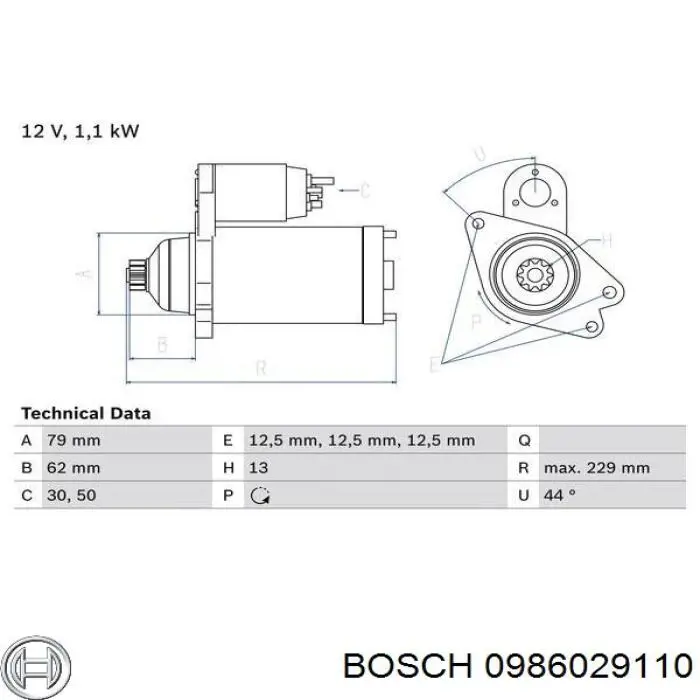Стартер Bosch 0986029110 ціна, від 44.34 USD