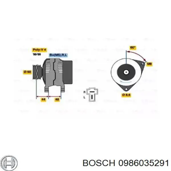 Генератор 0986035291 Bosch