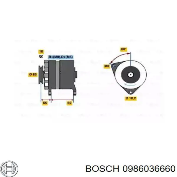 Генератор Bosch 0986036660 ціна, від 50.67 USD