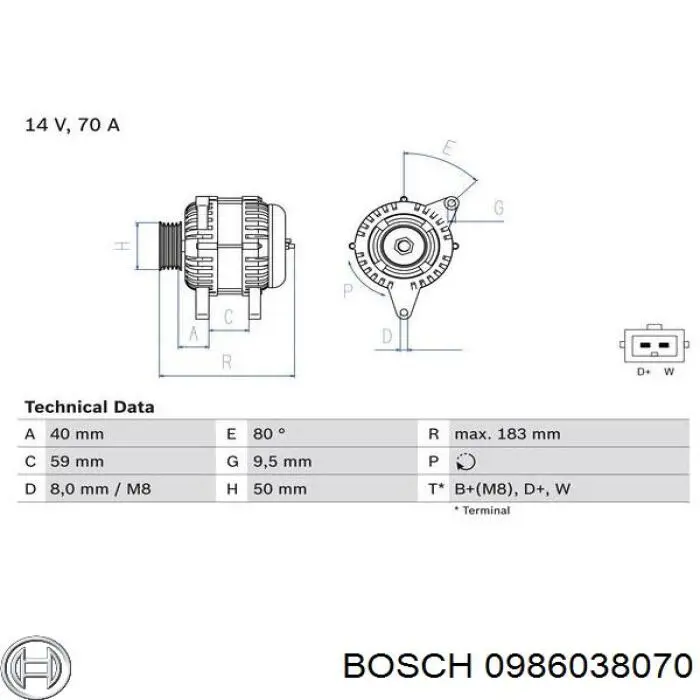 Купити 0986038070 Bosch Генератор