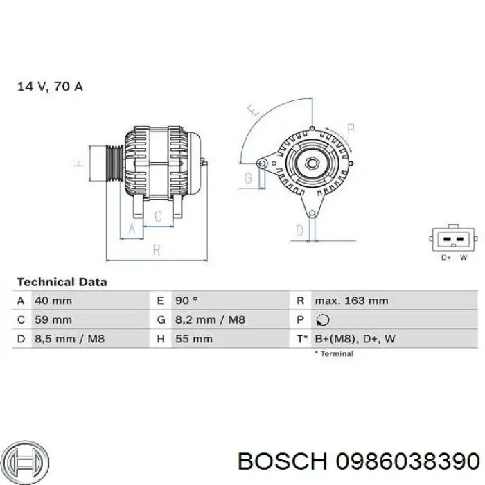 0986038390 Bosch генератор