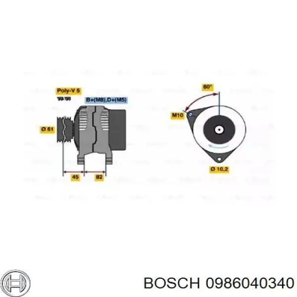 0986040340 Bosch генератор