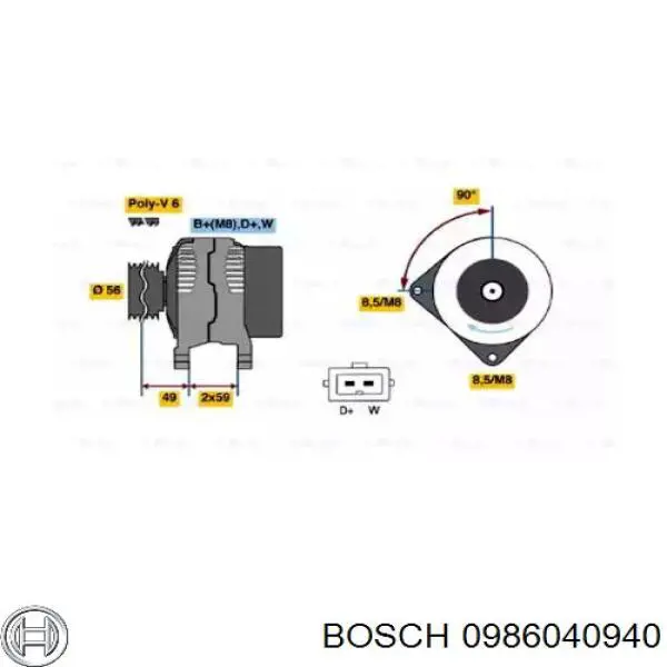 Генератор Bosch 0986040940 ціна, від 63.34 USD