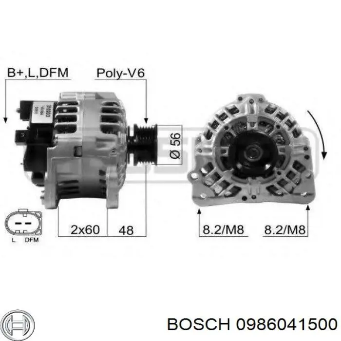 Генератор Bosch 0986041500 ціна, від 135.62 USD