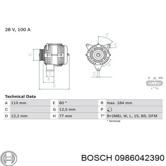 0986042390 Bosch генератор