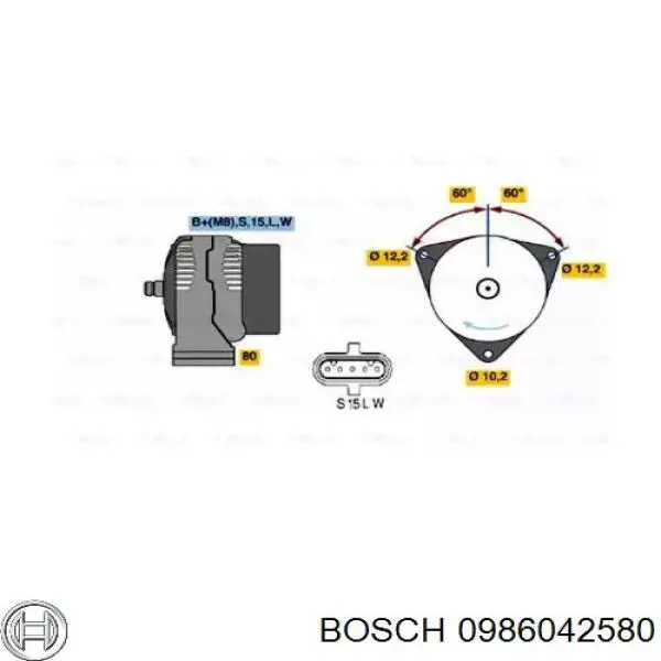 Генератор Bosch 0986042580 ціна, від 179.87 USD