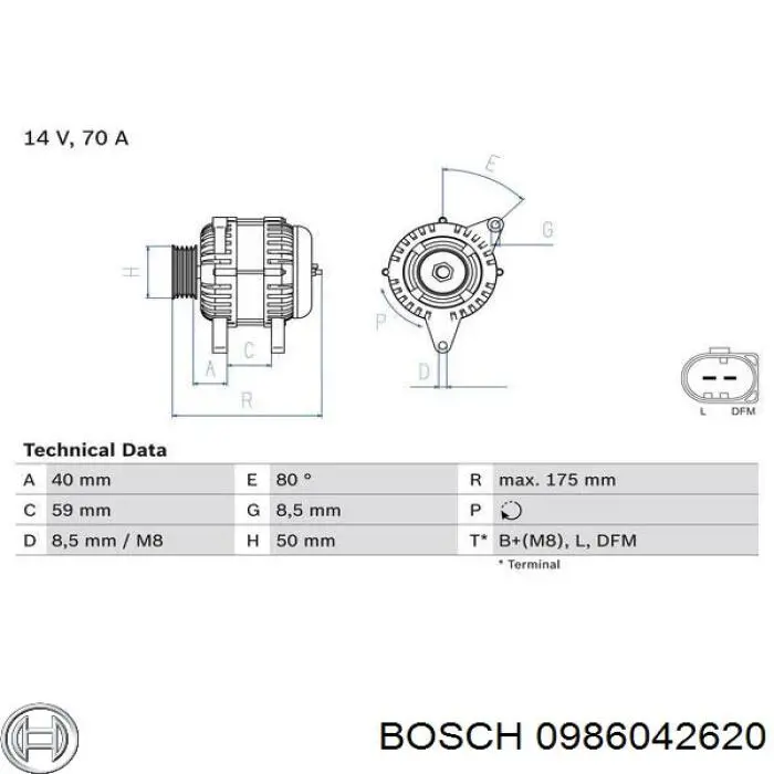 0986042620 Bosch генератор