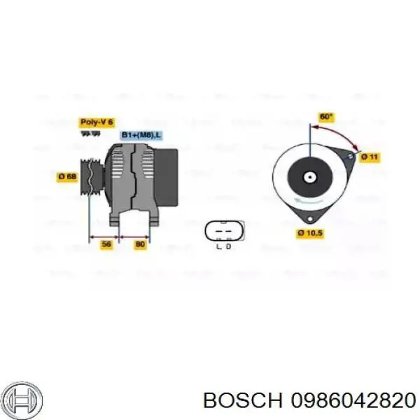 Генератор Bosch 0986042820 ціна, від 117.03 USD