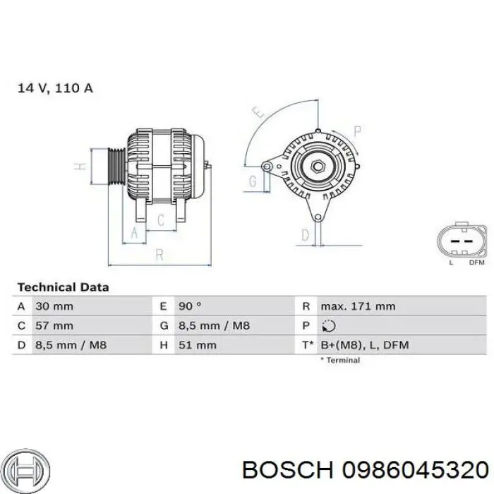0986045320 Bosch генератор