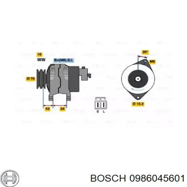 Генератор Bosch 0986045601 ціна, від 157.24 USD