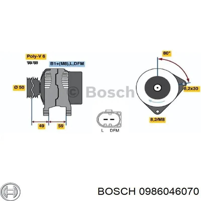 Генератор Bosch 0986046070 ціна, від 54.03 USD
