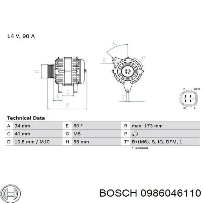 0986046110 Bosch генератор