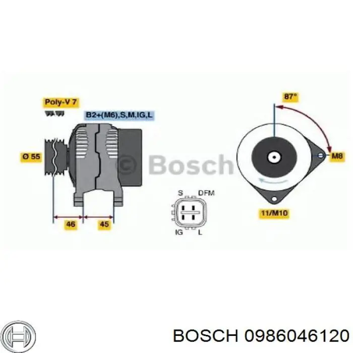 0986046120 Bosch генератор