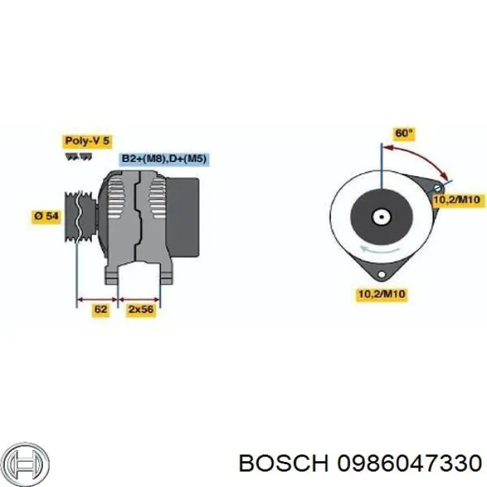 Генератор 0986047330 Bosch