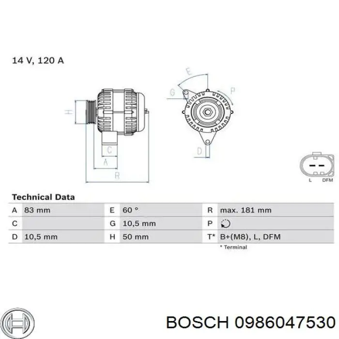 0986047530 Bosch Авто генератор