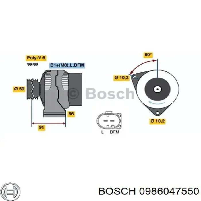 Купити 0986047550 Bosch Генератор