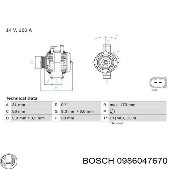 0986047670 Bosch генератор