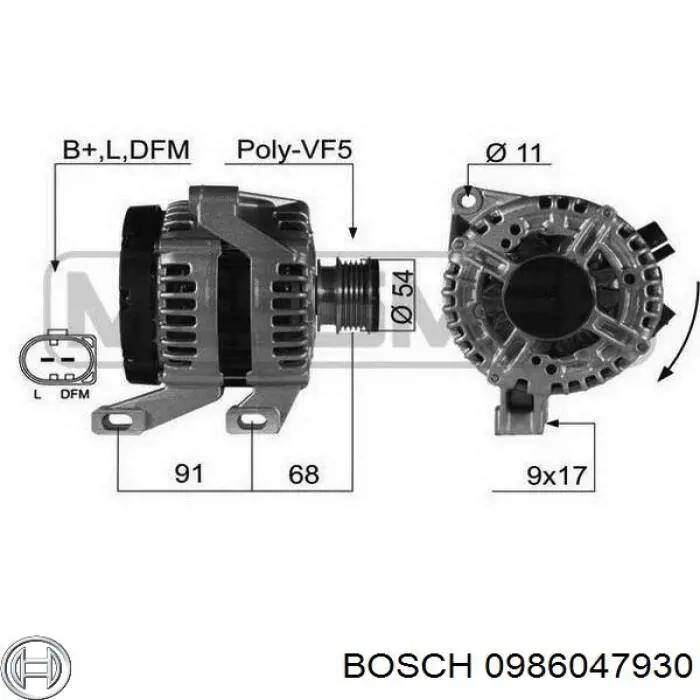 Генератор 0986047930 Bosch