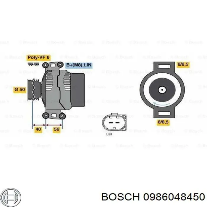 Генератор Bosch 0986048450 ціна, від 221.58 USD
