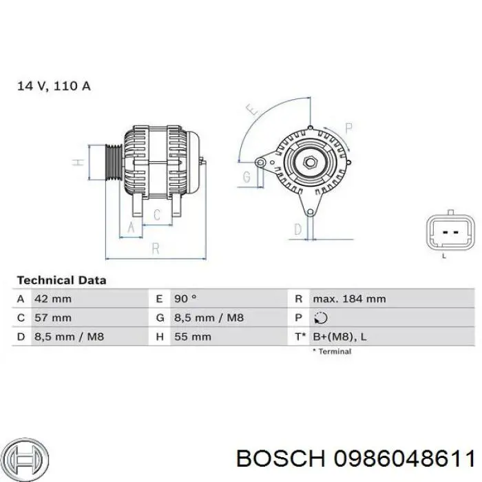 0986048611 Bosch генератор